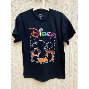 Disney 100 Years of Wonder T Shirt Men's M Unisex Black‎ Tagless S/S Mickey
